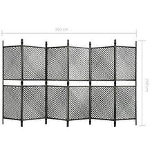 E E-NICES Paravento a 6 Pannelli in Polyrattan Antracite 360x200 cm