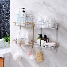 Forte Stickiness Mensole Bagno Angolo Bagno Doccia Caddy No Foratura Storage Basket Holder Rustproof Kitchen Rack Unità Acciaio Inox Oro
