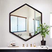 Bathroom mirror JWZQ Specchio Bagno,Specchio Cosmetico,Forma Esagonale,Cornice in Legno Massiccio,Sospensione Orizzontale e Verticale(Altezza 72,5 cm)