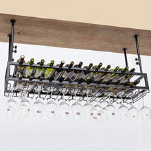 YWYW Portabottiglie per Vino Bar KTV Espositore per Vino da Appendere Portabicchieri Creativo a Doppio Bicchiere per Uso Domestico Portabicchieri a Testa in Giù (Dimensioni: L120 * W30CM)