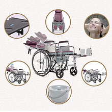Carrozzine Pieghevole, Leggera Carrozzina Semovente Portatile Carrozzina Comfort Completamente Sdraiata con Poggiapiedi Oscillanti E Freni A