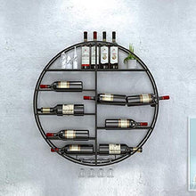 JMYSD Portabottiglie da Parete per Vino, Portabottiglie per Vino in Ferro, Ripiani Portaoggetti Rotondi, Portabottiglie per Champagne, Decorazioni per La Casa da Bar,Nero,60 * 11 * 60CM