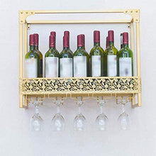 LLT Wine Rack, Cremagliera Della Decorazione Della Parete Della Novità, Wine Rack Mensola Di Vetro Metallo Parete Attaccatura Del Supporto Di Bottiglia Del Vino Calici Rack Oro 60 × 25 × 50 cm