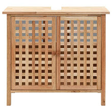 vidaXL Legno Massello di Noce Mobiletto per Lavello con Specchio Pratico Elegante Arredi Bagno Armadietto Sottolavello con 2 Ante Colore Naturale