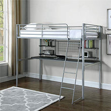VBARV Letto a soppalco Completo in Metallo con scrivania, Letto a Castello a soppalco Matrimoniale in Metallo Industriale, Supporto a doghe in Acciaio Premium, con Ampio Spazio di archiviazione