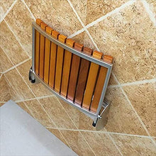 Seggiolino da Doccia Panca Bagno in Legno Massello Sgabello Pieghevole in Acciaio Inox Sedia da Bagno Home Corridoio a Parete Corrimano Banco Scarpetta Max. 160kg