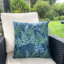 Celina Digby® Cuscino da giardino impermeabile per esterni in fibra cava di colore blu navy quadrato dimensioni 43 x 43 cm, 43 x 43 cm, felci verdi