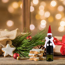 Amosfun Natale Peluche Copri Bottiglia di Vino Set Vestiti Cappello Cartone Animato Resistente Peluche Bottiglia Decor Decorazioni Natalizie 4 Pezzi (Rosso)