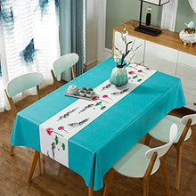 BKKENIDN Tovaglia, Tovaglia da Tavolo in PVC Blu-Verde Stile Cinese, Adatta per Ristoranti, Bento, Barbecue, Buffet, Campeggio