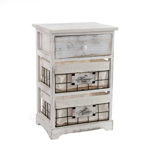 GICOS IMPORT EXPORT SRL Mobile cassettiera in Legno Bianca 3 cassetti Decorate Home 37 * 27 * 58 cm Shabby Chic ZIH-787768