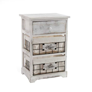 GICOS IMPORT EXPORT SRL Mobile cassettiera in Legno Bianca 3 cassetti Decorate Home 37 * 27 * 58 cm Shabby Chic ZIH-787768