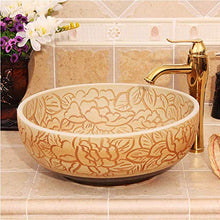 Scultura in Porcellana Artistica Fatta a Mano in Porcellana Round Bagno da appoggio in Ceramica lavabo da Bagno lavabo Art