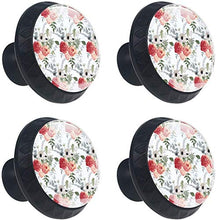 Rosa rossa motivo floreale rosa Pomelli per Porta Set di 4 Pomelli per Mobili Manopole per Cassetti Cucina Armadio Vetro