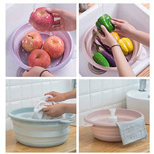 2020 multifunzionale pieghevole Camping Lavabo piede Lavabo Lavabo in silicone pieghevole benna accessori for il bagno (Color : Pink)