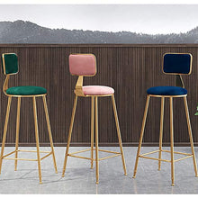 XINGLEI Sgabelli da Bar, sgabelli Alti, sgabelli da Bar Comodi dal Design ergonomico, con Schienale Alto e Gambe in Metallo Dorato, per Cucina, Pub e bancone (Color : Blue)