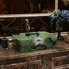 Lavabo rettangolare in stile europeo lavabo Jingdezhen Art Ink loto Lavabo da appoggio in ceramica per lavabo da bagno in ceramica per bagno
