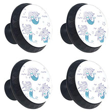 Set di 4 maniglie rotonde per armadio da cucina, credenza, cassettiera, cassettiera, con viti, per cucina, comò, armadietto, bagno, armadio Oceano Mare Sirena Subacquea