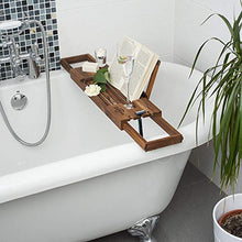 Vasca da Bagno in Legno, Vassoio da Bagno Porta Libri Porta iPad, Porta Bicchiere Vino Supporto Candela Bracci Estensibili Scomparto Accessori, Misura Maggior Parte Dimensioni Bagno