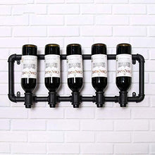 FWZJ Wall Mounted Iron 5 Bottles Wine Rack Storage Stand Hanging Water Pipe Wine Holder Shelf Indoor Decorations Shelf Modern Minimalist Design for Wine Lovers