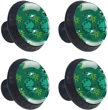 Verde tropicale della palma della spiaggia Pomelli per Porta Set di 4 Pomelli per Mobili Manopole per Cassetti Cucina Armadio Vetro
