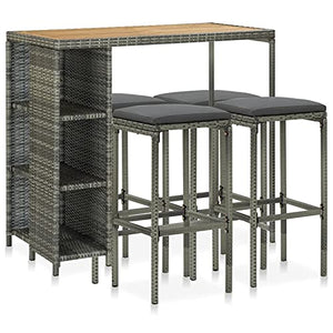 Tidyard Set di Tavolo da Bar con 4 Sgabelli da Bar da Giardino con Cuscini in Polyrattan,Set Tavolo e 4 Sedie da Bar in Rattan per Esterno,Penisola da Gardino per Esterno