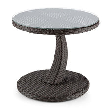 blumfeldt Tabula Tavolino da Giardino Terrazzio Appoggio Cocktail (50 CMm, Vetro, Copertura in Polyrattan, Alluminio, Resistente alle intemperie) Marrone