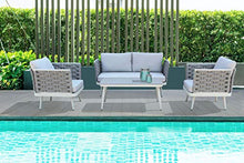 Milani Home s.r.l.s. Salotto da Giardino Grigio in Alluminio con Corda e Cuscini (4 Posti)