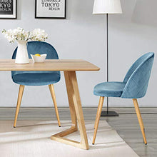 Coavas Sedie da Pranzo Sedie per Sala d'attesa e Studio Set di 2 Morbidi Cuscini in Velluto Sedile e Schienale, con Gambe in Metallo, Sedie per Sala Studio, Sala da Pranzo e Soggiorno, Blue