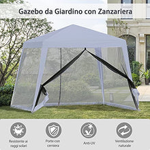 Outsunny Gazebo da Giardino 3x3m con Zanzariera, Copertura in Poliestere e Struttura in Metallo, Grigio