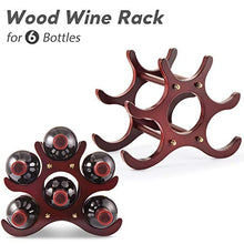 Gimars Portabottiglie Vino in Legno Naturale Scaffale Cantinetta da Tavolo Supporto per Bottiglie Vino Champagne Spumante, Marrone, 6 Bottiglie