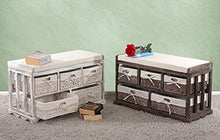 Mendler Serie Vintage Panca cassettiera 5 ceste Legno di paulonia 36x77x45cm Marrone