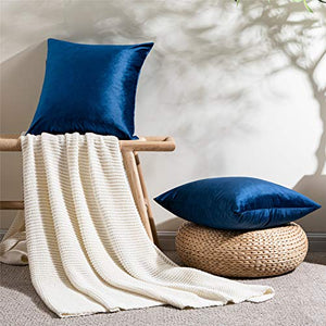 Topfinel Federe Cuscini Natalizie in Velluto per Divano Copricuscini Decorativi Quadrate per Casa Camera da Letto Salotto Federa per Cuscino 2pezzi 40x40cm Blu Marino