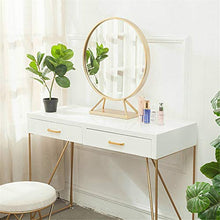 Tovaglia Dresser Intarsiato Specchio Rotondo Con Due Grandi Cassetti Scorrono Trucco Cuscino Spogliatoio Sgabello Tavolo Progettato For Offrire Una Migliore Esperienza For Il Vostro Make-up Toilette C