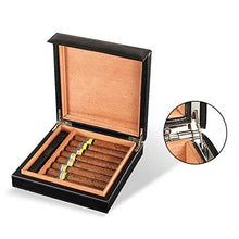 VIY Cigar Humidor, Humidor Cigar Box, Storage Case A Mano Cedar Cigar, Rivestito in Pelle Reale, Legno di Cedro Portatile, Contiene 8 Sigari (Nero)