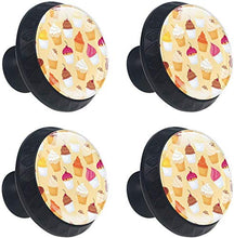 Delicious Cupcakes Cherry Yellow Pomelli per Porta Set di 4 Pomelli per Mobili Manopole per Cassetti Cucina Armadio Vetro