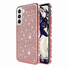 TYWZ Luccichio Cover per Samsung Galaxy S21,Diamante Bling Strass Cover Ragazza Cristallo Luminosa Silicone Brillantini Custodia Case per Dona-Oro Rosa