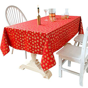 BKKENIDN Tovaglia, Grande Tovaglia da Tavolo Natalizia in Cotone e Lino Rossa, Adatta per Feste Interne o Esterne, Soggiorno, Sala da Pranzo, Giardino