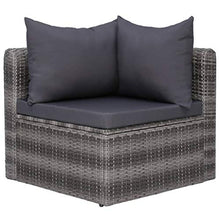 vidaXL Set Divani da Giardino 4 pz con Cuscini per Schienale e Seduta Sofa Arredi per Esterni Salotto in Polyrattan Grigio e Acciaio Verniciato