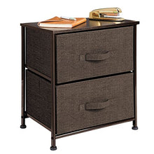 mDesign Comodino in stoffa con due cassetti – Organizer ideale per le camere da letto – Ideale in camera da letto o in molti altri spazi della casa – caffè
