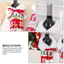 NUOBESTY Copertura della Bottiglia di Vino di Natale con La Renna Albero di Natale Fiocco Rosso Peluche Bianco Polsino della Pelliccia del Faux Tessuti Non Tessuti Copertine per