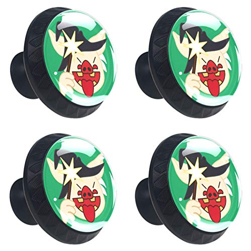 Set di 4 maniglie rotonde per armadio da cucina, credenza, cassettiera, cassettiera, con viti, per cucina, comò, armadietto, bagno, armadio, maiale, magia