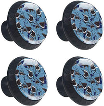 Modello blu dei denti dello squalo arrabbiato del mare Pomelli per Porta Set di 4 Pomelli per Mobili Manopole per Cassetti Cucina Armadio Vetro