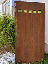 Zen Man – Paravento da Giardino in Metallo 1 mm con Decorazione in Vetro, Protezione da sguardi indiscreti, Realizzato a Mano, 032009-1 B75 x H150 cm