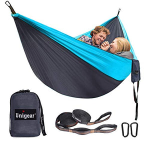 Unigear Amaca da Campeggio Portatile, 210T Singola/Doppia Paracadute in Nylon per Viaggi All'aperto Escursionismo Spiaggia del Giardino del Cortile, con Extra Maschera per Gli Occhi 320cm*200cm