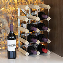 Portabottiglie in legno e metallo | Rack industriale 4x2 | 10-12 Capacità bottiglia | Bottiglie di champagne, vino e liquori | M & W