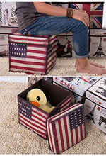 LAYG Pouf Poggiapiedi Sgabello Pieghevole Stoccaggio Ottomano Cubico Lato Sedie Coperchio Divano Letto Panca per Risparmio Spazio Stampa Vintage 30x30x30cm,B