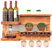 OLDJTK A Parete in Legno Wine Rack, Ristorante Living Room Bar Semplice Supporto di Vetro di Vino/Creativo mensola/Supporto Calice/Red Wine Bottle Holder, 28x6x14.5 Pollici