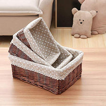 XIXIAO - 3 scatole di vimini pastorale in rattan, per armadi, cassetti, armadio, cassettiera, cassettiera, cassettiera, 36 x 27 x 14 cm, 31 x 22 x 12 cm, 26 x 18 x 10 cm, marrone