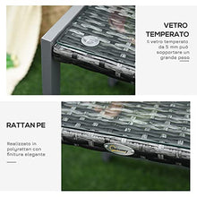 Outsunny Tavolino da caffè da Giardino Piano in Vetro Temperato in Rattan Alluminio 50 x 49,5 x 50 cm