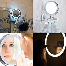 SWAWIS Specchio Ingranditore LED, Specchio da Parete per Bagno Bilaterali 7X, Specchio Trucco con Luci, Rotazione a 360° Specchio Ingranditore da Parete